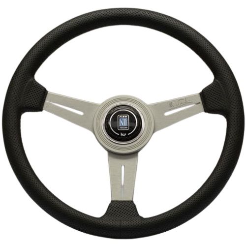 Nardi Classic Perforated Leather Steering Wheel Grey Stitching Satin Spokes 340mm