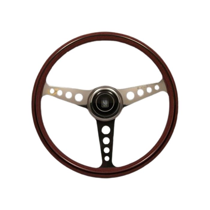 Nardi Classic Wood Steering Wheel Polished Spokes 360mm (Round Hole) and ANNI 60 Horn Button