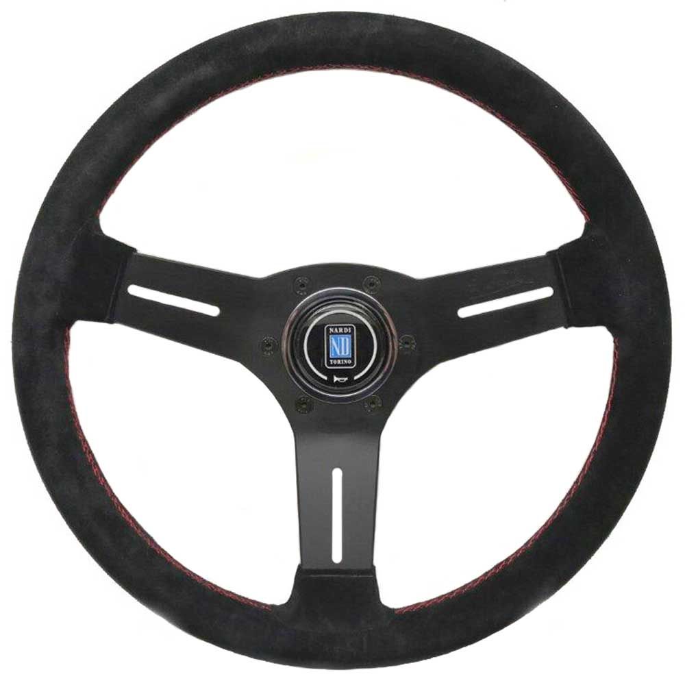 Nardi Competition Suede Steering Wheel Red Stitching Black Spokes 330mm