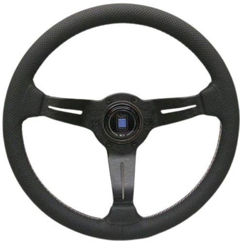 Nardi Deep Corn Perforated Leather Steering Wheel Red/White/Green Mixed Stitching Black Spokes 330mm - CDMSPORT