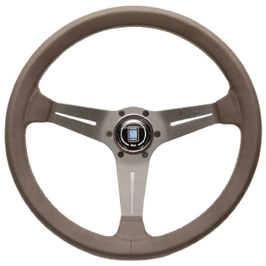 Nardi Deep Corn Revolution Leather Steering Wheel Brown Stitching Grey Spokes 350mm