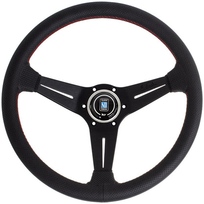 Nardi Deep Corn Perforated Leather Steering Wheel Red Stitching Black Spokes 350mm