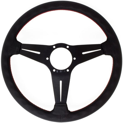 Nardi Deep Corn Perforated Leather Steering Wheel Red Stitching Black Spokes 350mm