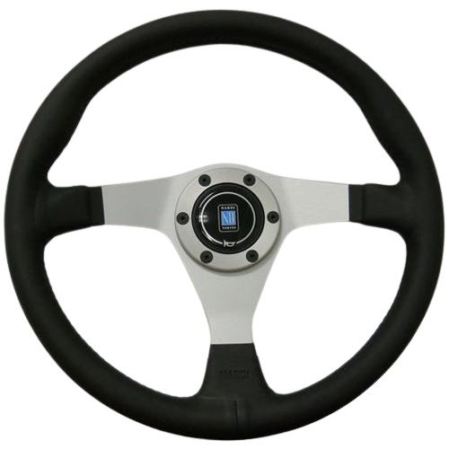 Nardi Gara Leather Steering Wheel Black Stitching Satin Spokes 350mm