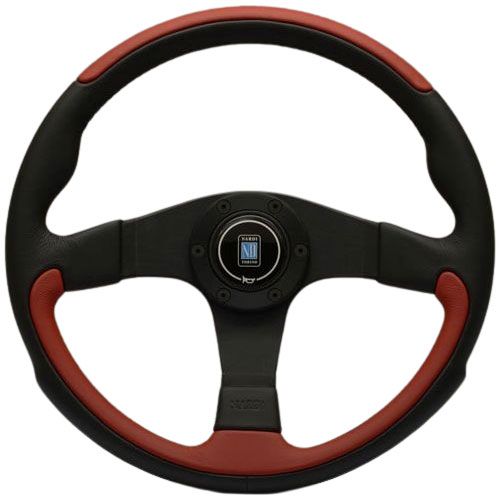 Nardi Leader Black/Red Leather Steering Wheel Black Spokes 350mm