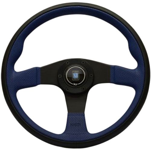 Nardi Twin Line Leather/Blue Perforated Leather Steering Wheel Black Spokes 350mm