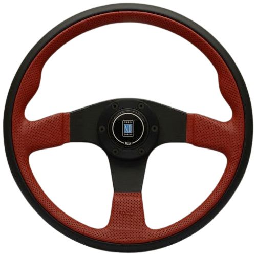 Nardi Twin Line Black/Red Perforated Leather Steering Wheel Black Spokes 350mm