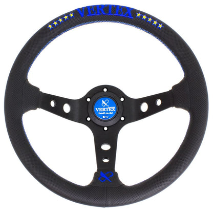 T&E Vertex JDM Perforated Leather Steering Wheel 10 Stars Blue 330mm