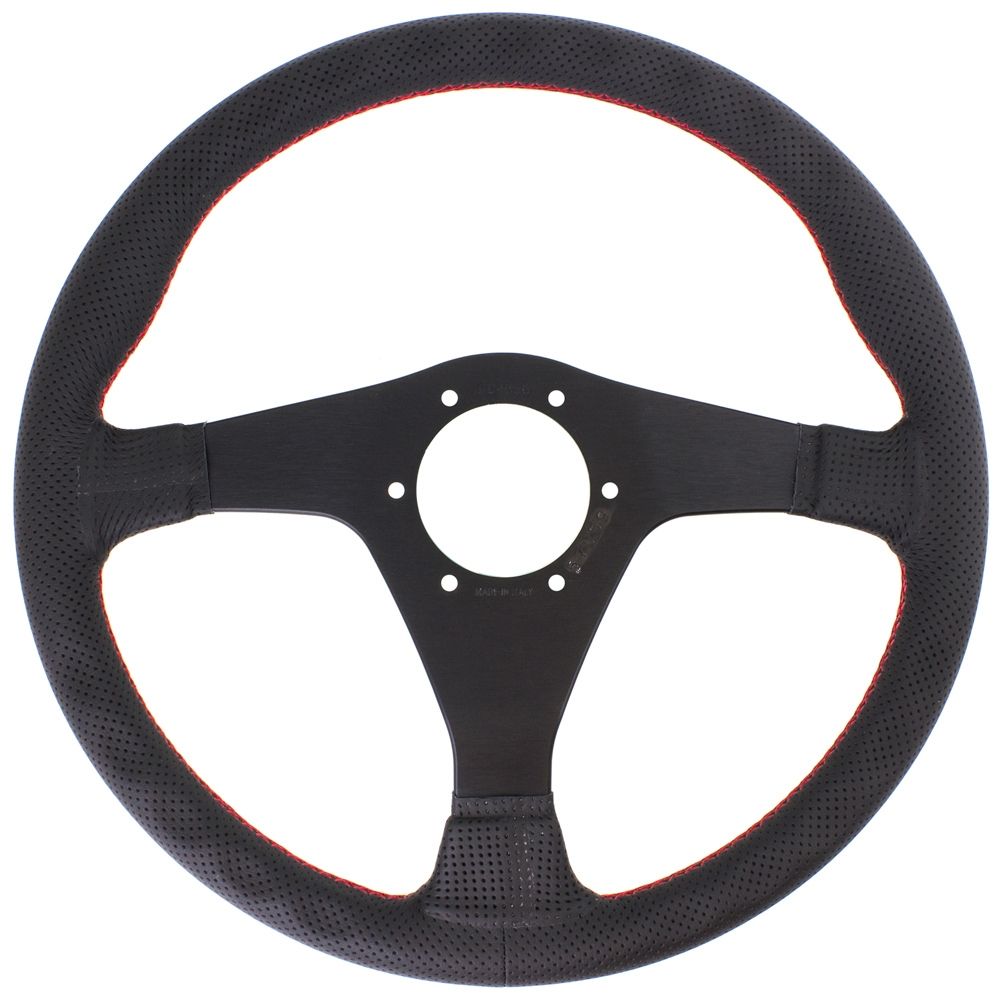 Nardi Gara Leather Steering Wheel Red Stitching Black Spokes 350mm