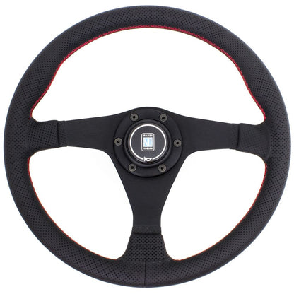 Nardi Gara Leather Steering Wheel Red Stitching Black Spokes 350mm